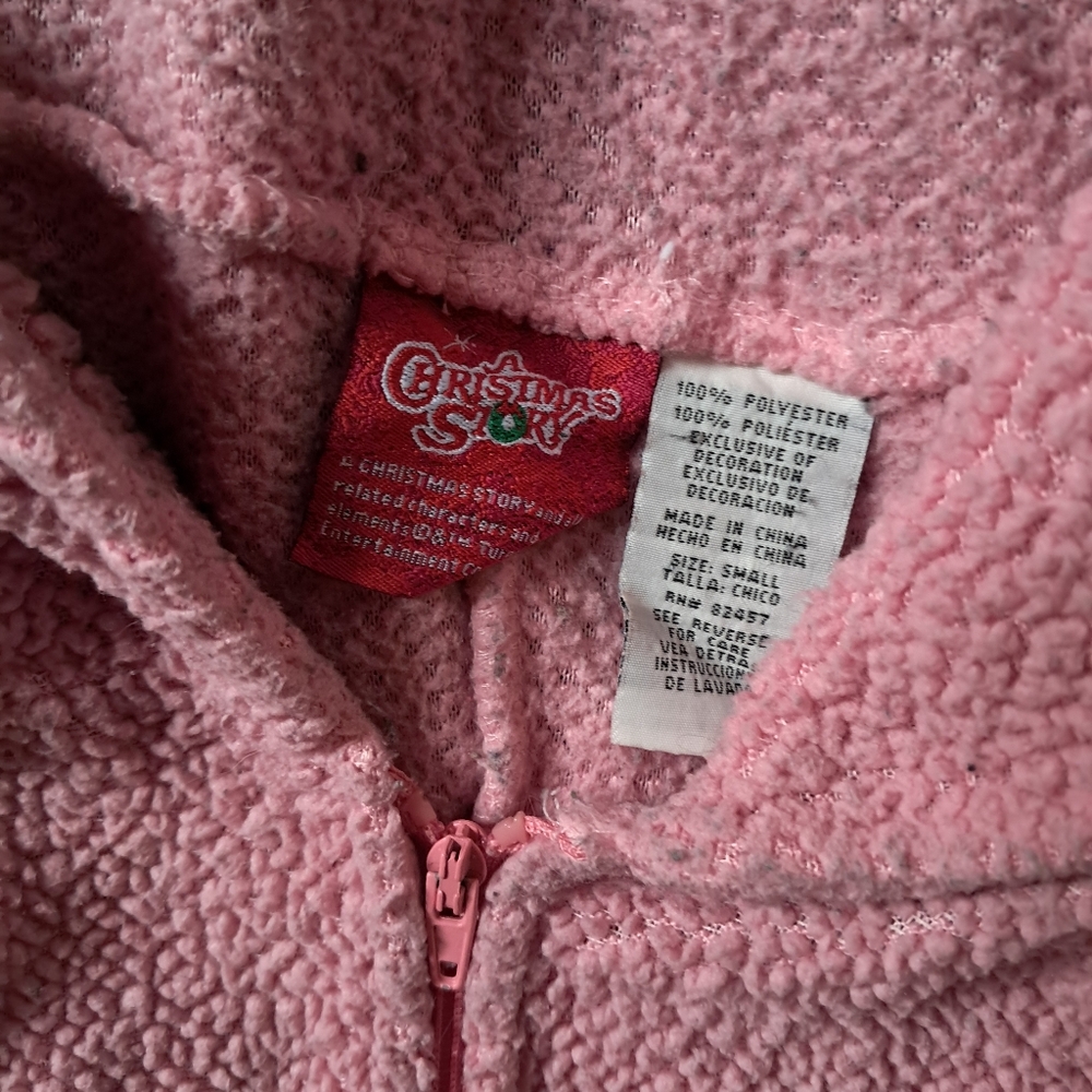 A Christmas Story Pink Nightmare Hooded Fleece Bunny Onesie with Ears! Sz Mens S - Picture 5 of 5